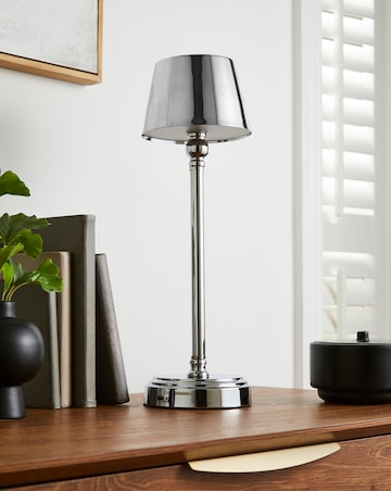 Isla Brushed Silver Wireless Rechargeable Table Lamp