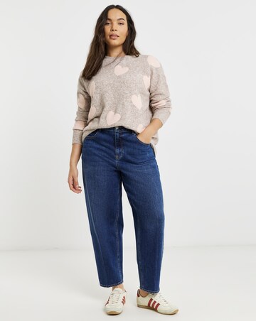 Simply Be Brushed Yarn Heart Print Jumper