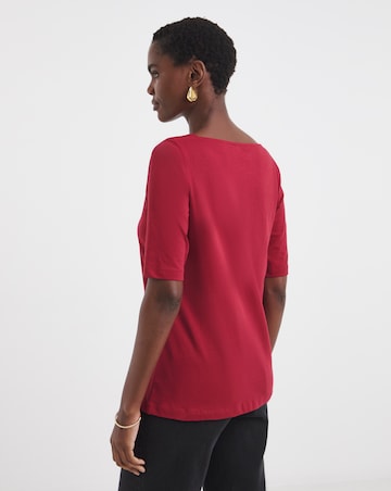 Slash Neck 3/4 Sleeve Top