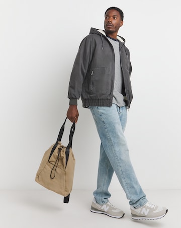 Charcoal Borg Lined Relaxed Fit Jacket