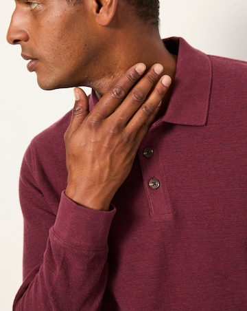 FatFace Shawford Long Sleeve Polo (Regular & Tall) - Burgundy