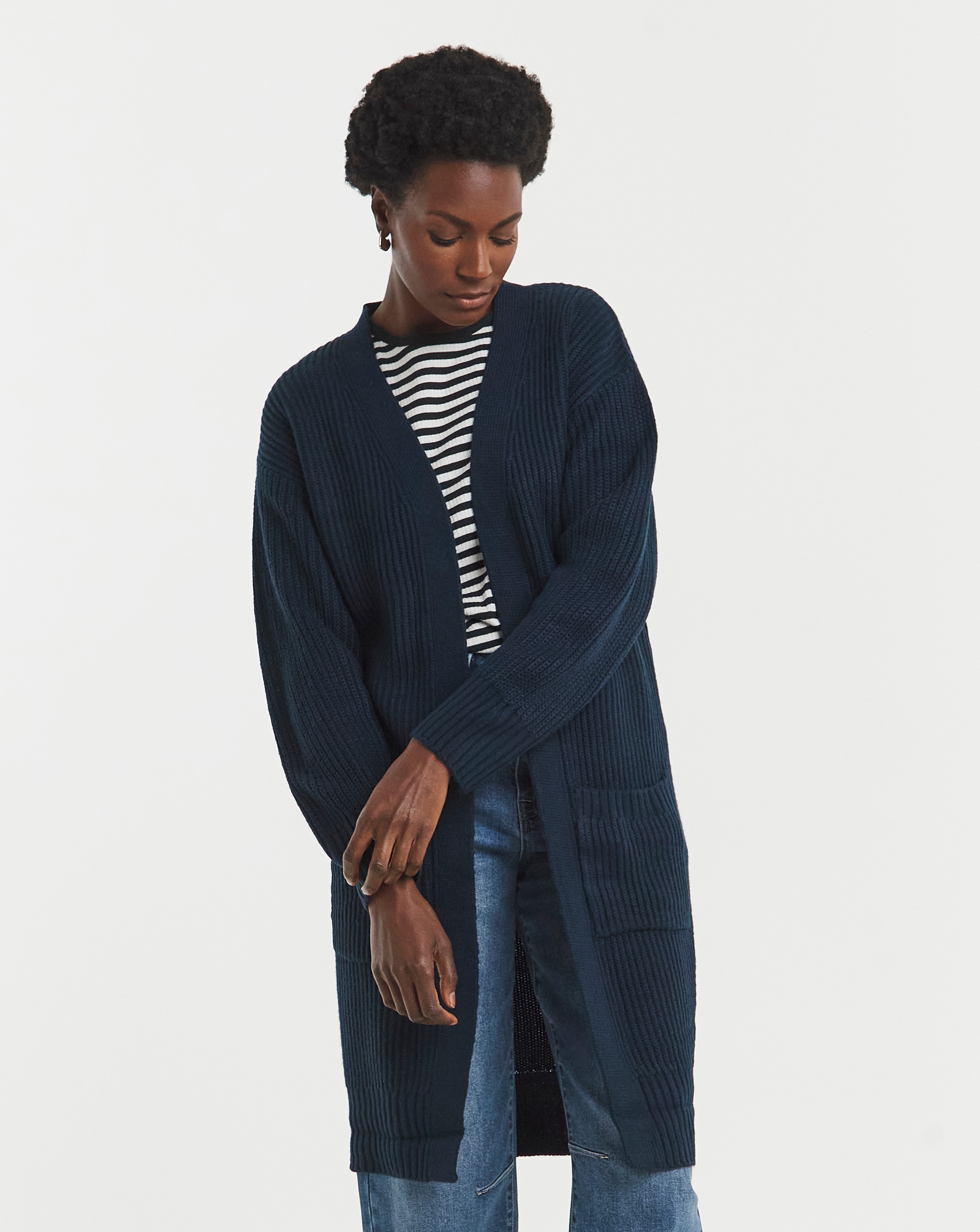 Navy Fisherman Rib Cardigan | JD Williams
