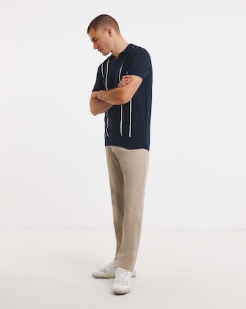 Stripe Open Neck Knitted Polo