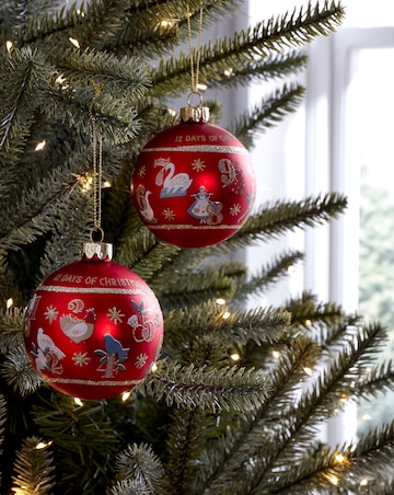 Gisela Graham 12 Days of Christmas Glass Baubles - Set of 2