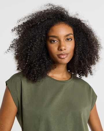 Simply Be Khaki Slim Fit Dipped Back Pure Cotton T-Shirt