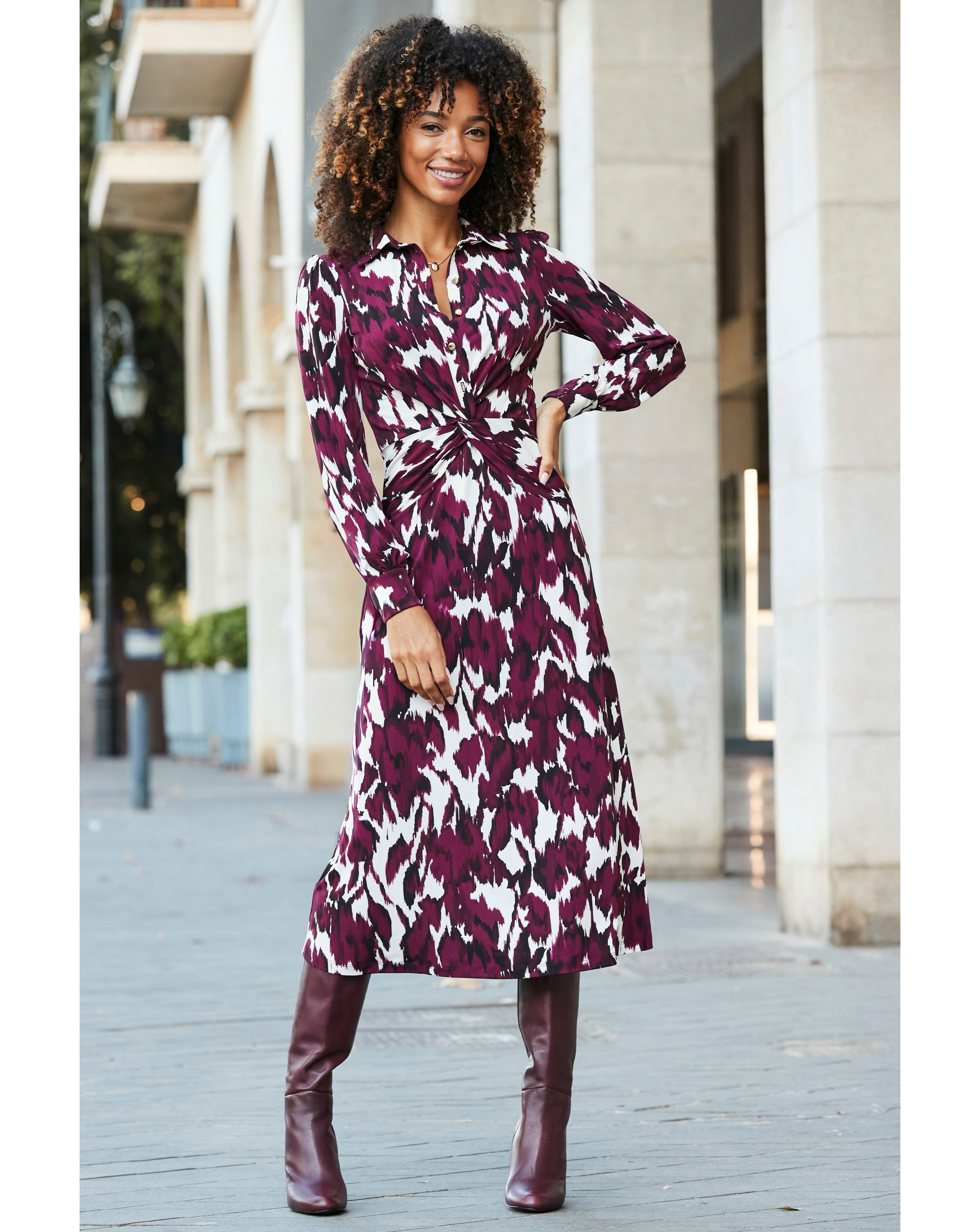 Sosander Ikat Twist Front Dress | JD Williams