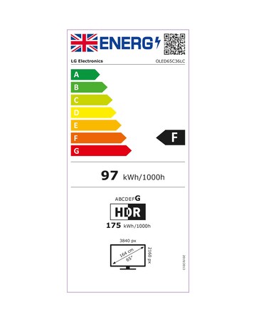 LG OLED65C36LC 65in OLED Advanced Smart 4K UHD HDR Freeview TV