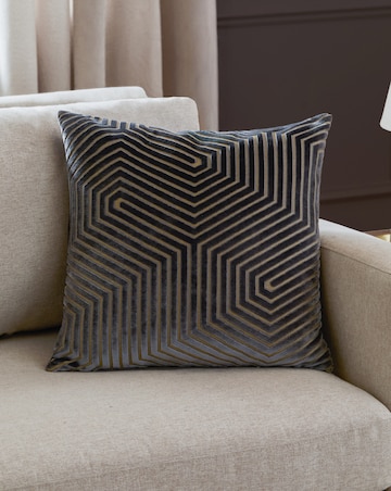 Paoletti Evoke Cut Velvet Large Cushion Cover - Charcoal