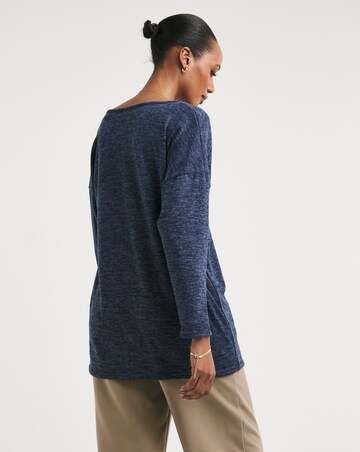 Navy V Neck Soft Touch Longline Top