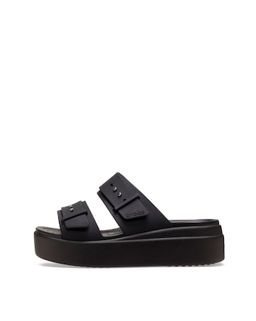 Crocs Black Brooklyn Low Wedge Slider Sandals