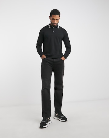 BOSS Classic Long Sleeve Charcoal Plisy Polo
