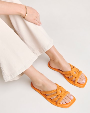 Simply Be Macrame Woven Mule Flat Sandals - Wide Fit (E)