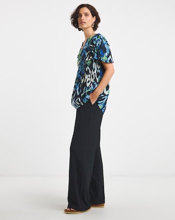 Textured Crinkle Frill Detail Angel Sleeve Top