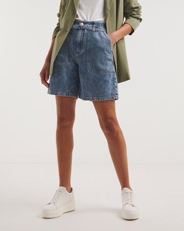 Mid Wash Mix Denim Cargo Short