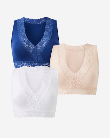 Pretty Secrets 3 Pack Navy/Blush/White Lace Trim Comfort Tops A-D