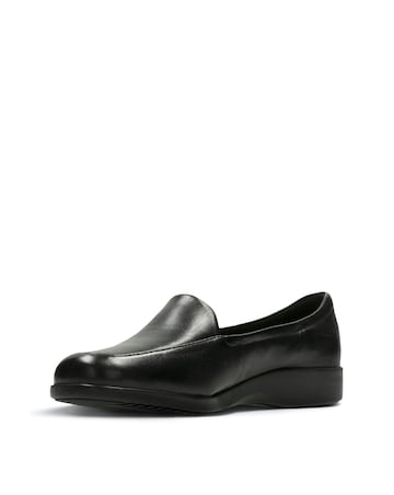 Clarks Black Georgia Shoes -Wide Fit (E)