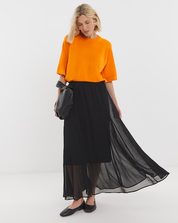 Orange Half Sleeve Knitted T-shirt