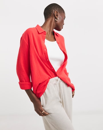 Pure Cotton Textured Relaxed Long Sleeve Shirt