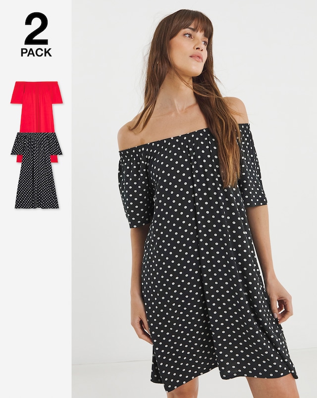 2 Pack Bardot Swing Dresses