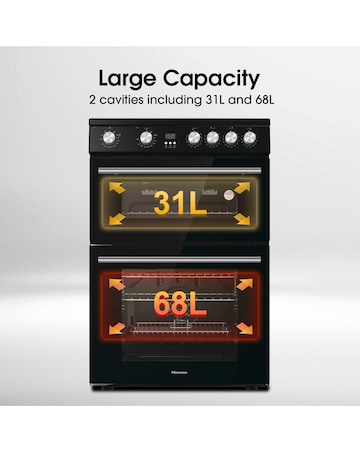 Hisense HDE3211BIBUK 60cm Induction Double Cooker - Black