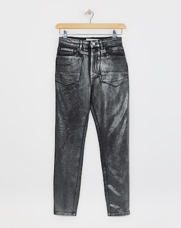 Silver Metallic Slim Leg Jeans