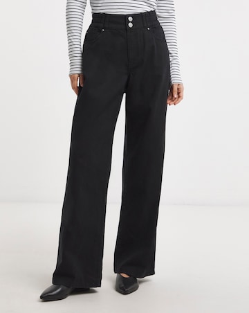 Black Elasticated Wide Leg Jeans