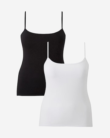 Pretty Secrets 2 Pack Cotton Rich Support Vest White/Black