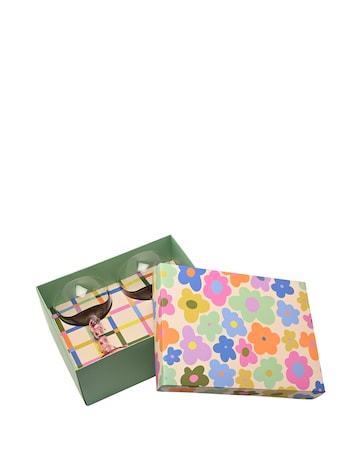 Raspberry Blossom Pair Of Wine Glasses With Wiggle Stems In A Giftbox