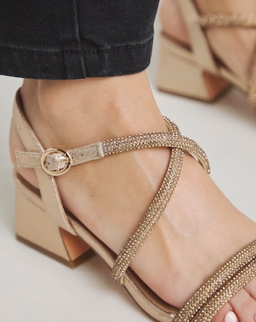 Nairobi Heeled Diamante Strappy Sandals Extra Wide EEE Fit