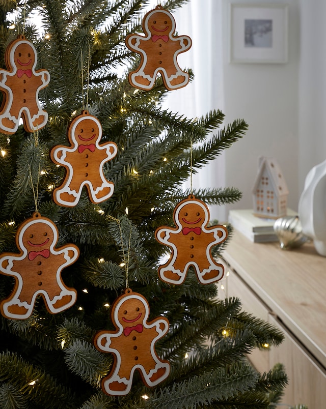 Set of 6 Gingerbread Hanging Christmas Tree Decorations