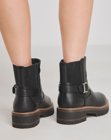 Heavenly Soles Blake Ankle Chelsea Boots with Buckle - Extra Wide Fit (EEE)