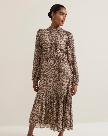 Phase Eight Eve Leopard Fil Coupe Print Midi Dress