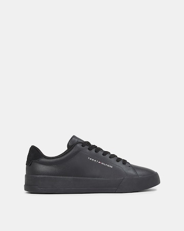 Tommy Hilfiger Leather Court Trainer - Black