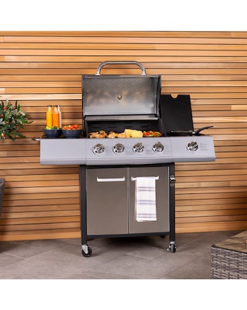 Charles Bentley 4 Burner Gas BBQ with Side Burner