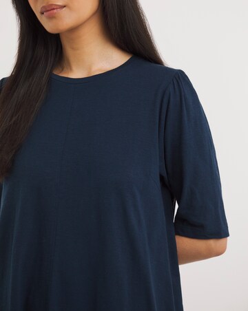 Cotton Slub Puff Sleeve Swing Dress