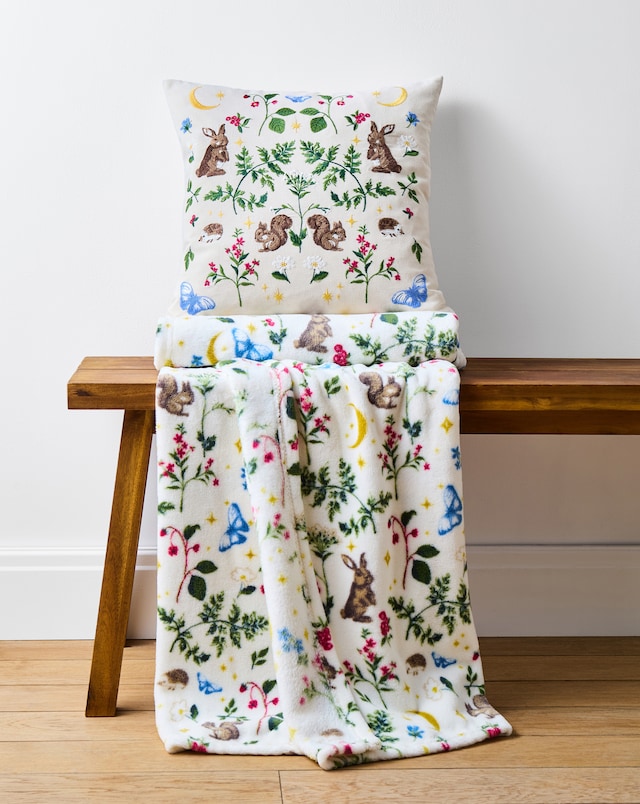 Woodland Animals Embroidered Cushion
