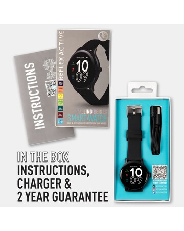 Reflex Active Series 22 Silicone Calling Strap Watch - Black