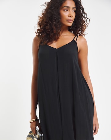 Beach to Beach Black Strappy Mini Beach Dress
