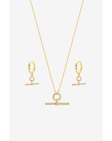 Inicio Gold Pave T-Bar Set - Gift Box