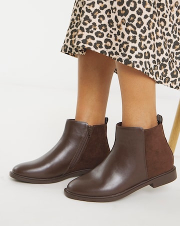 Ruth Classic Mixed Material Ankle Boot - Wide Fit (E)