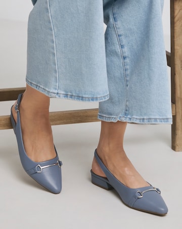 Sylvia Flat Slingback Shoes With Trim Detail - Wide Fit (E)