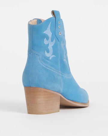 Joe Browns Blue Embroidered Suede Cowboy Boot -Extra Wide Fit (EEE)