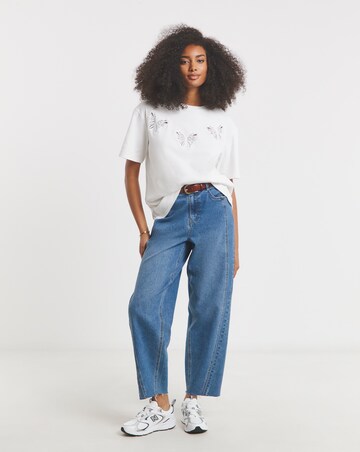 Simply Be White Crochet Butterfly Boxy T-Shirt