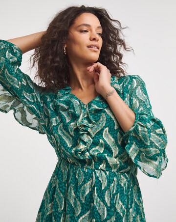 Joanna Hope Foil Print Ruffle Dress