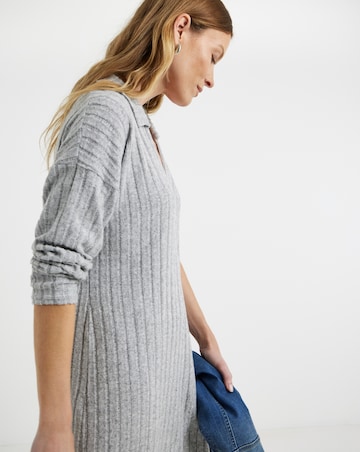 Collared Long Sleeve Rib Dress