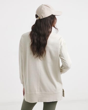 Warm Grey Seam Detail Longline Sweatshirt