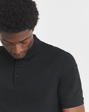 Pure Cotton Black Pique Polo Extra Long Length- Black