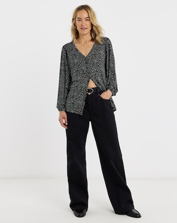 Button Front Long Sleeve Top