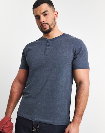 Short Sleeve Grandad T-Shirt Long Length- Denim Marl
