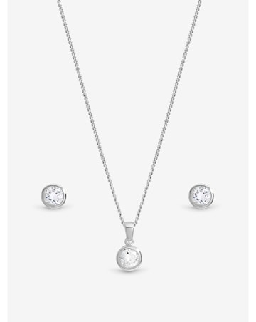 Inicio Sterling Silver Plated Cubic Zirconia Bezel Set - Gift Box